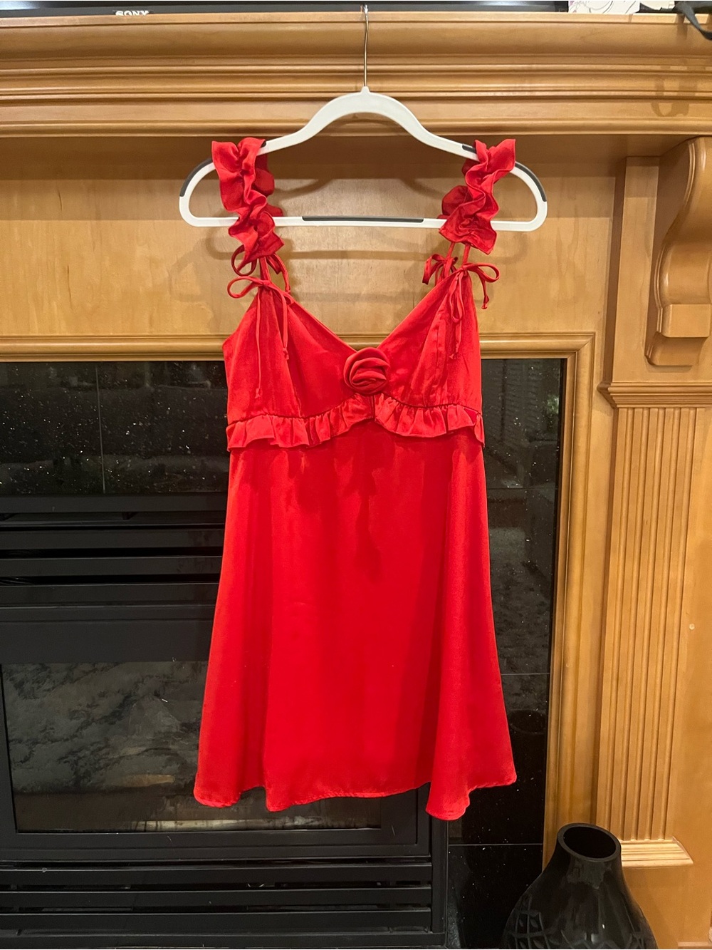 Wild Fable Satin Mini Babydoll Slip Dress Red